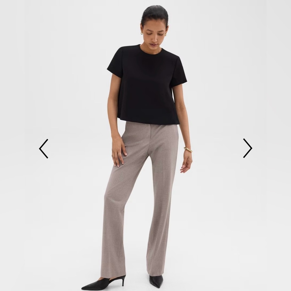 Theory Gray Dress Pants Midrise Full-length Flare Pants
